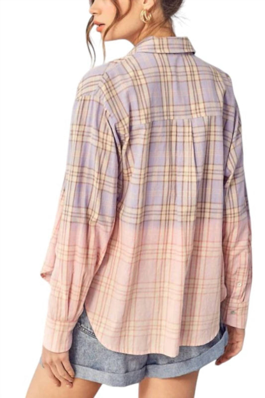 Idem Ditto - Amanda Ombre Plaid Cotton Flannel Top