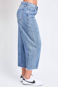 Ymi - Baggy Cropped Frayed Barrel Jeans