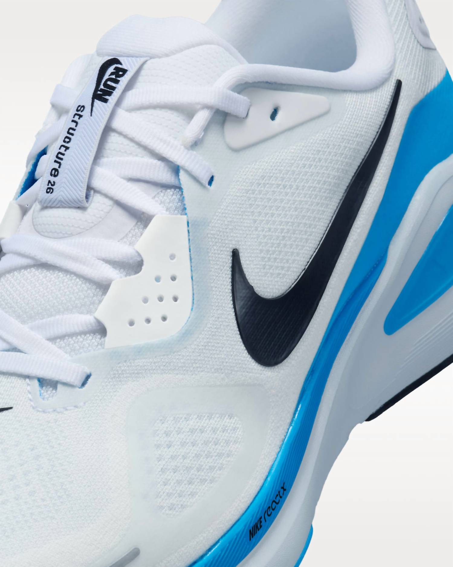 NIKE Men's Structure 26 Road Running Shoes in white blue hero pure platinum black - men's sneaker - view 7