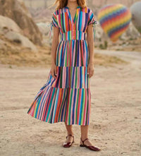Vilagallo A-Line Striped Dress in multi - women's dress - view 4