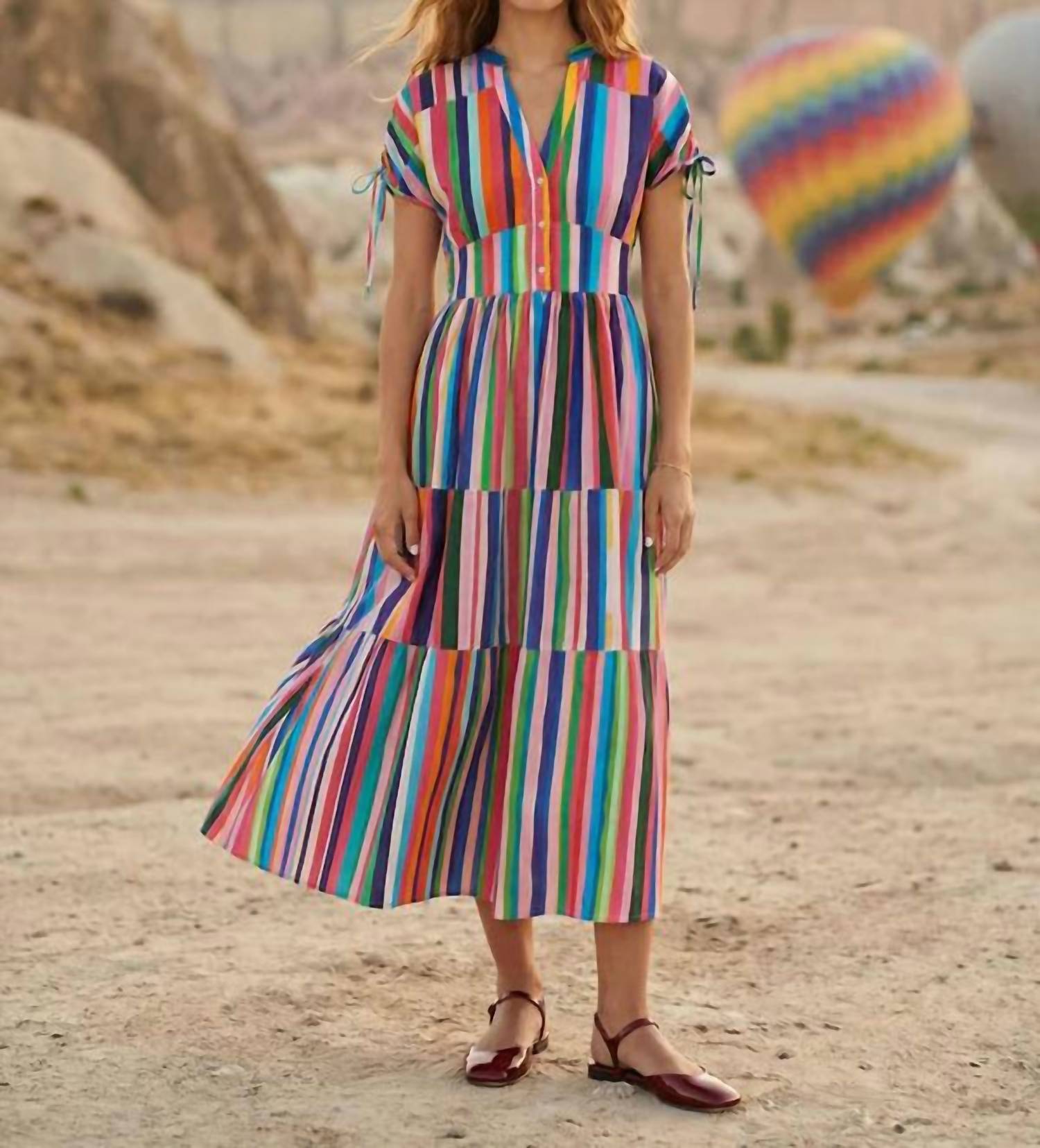 Vilagallo A-Line Striped Dress in multi - women's dress - view 4
