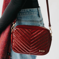 Pretty Simple - Women's Coco Chevron Quilted Camera Crossbody Bag