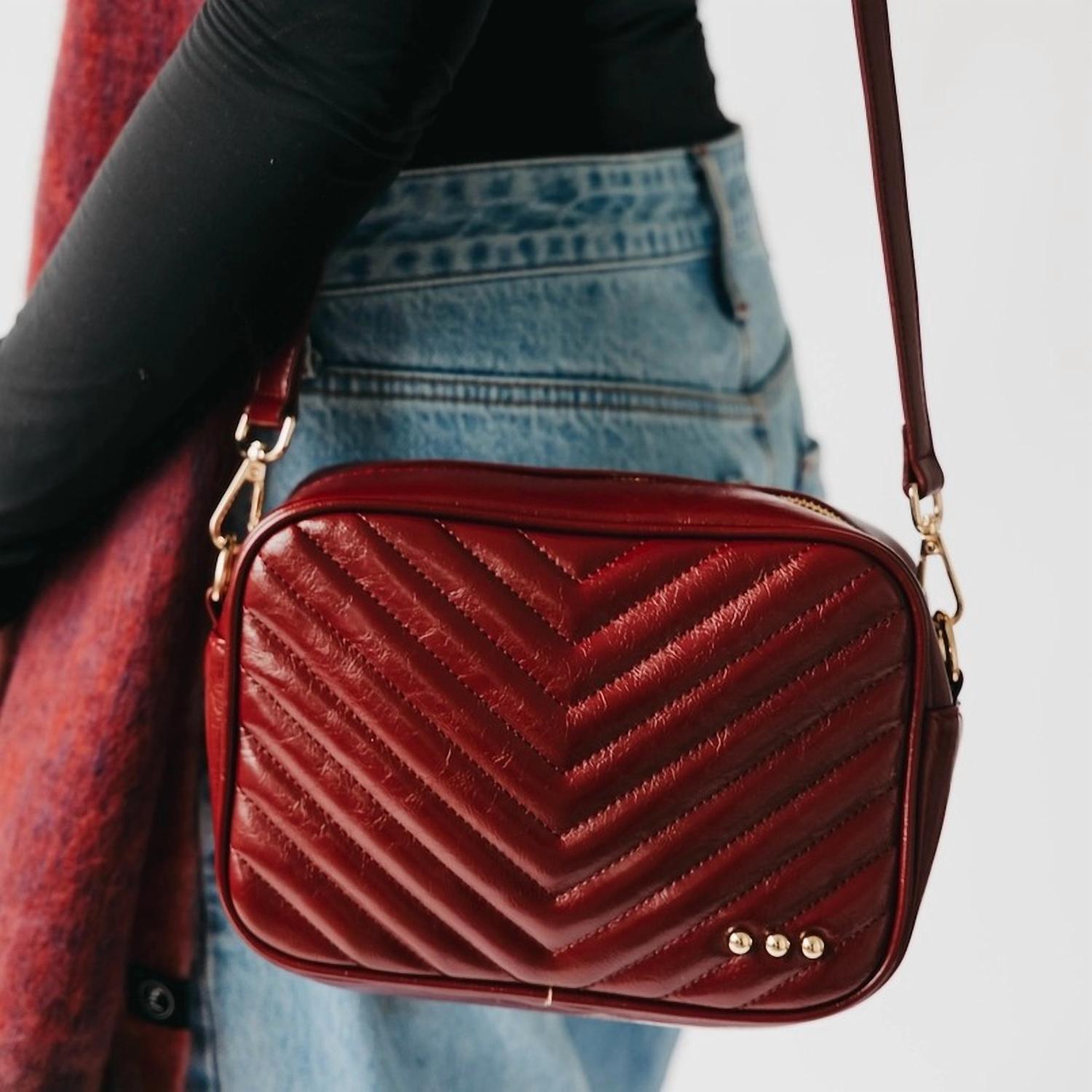 Pretty Simple - Women's Coco Chevron Quilted Camera Crossbody Bag