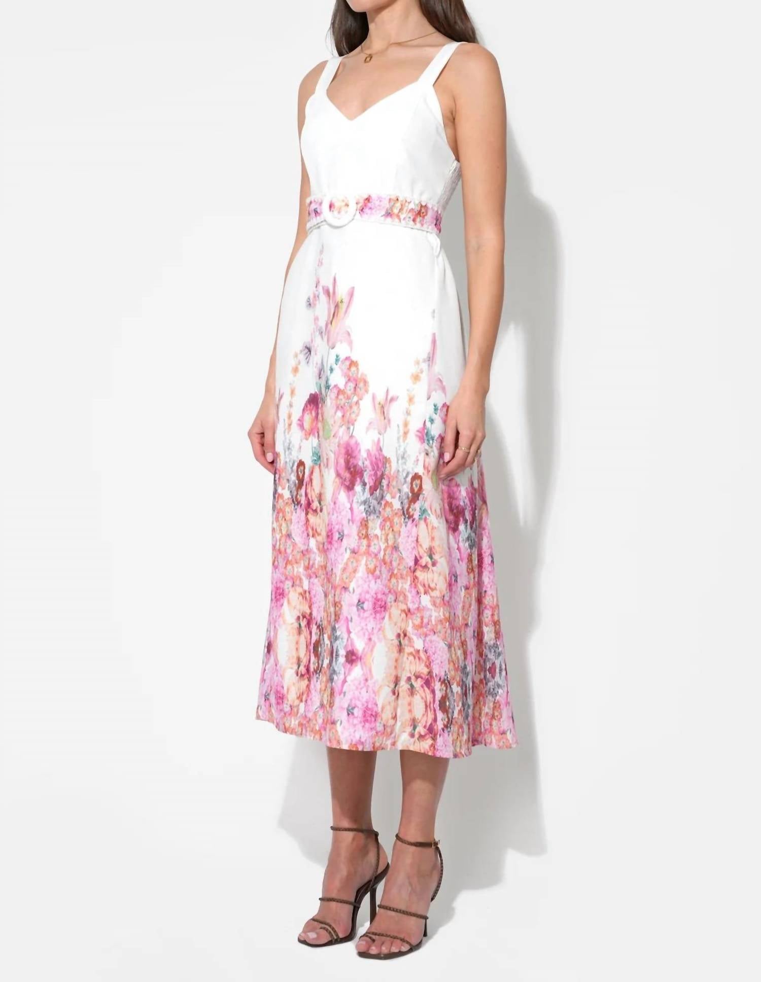 Adelyn Rae - Remi Floral Belted Midi Dress
