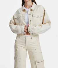 Bayeas - Cropped Long Sleeve Denim Jacket