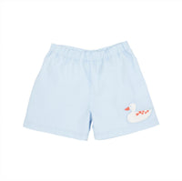 The Beaufort Bonnet Company Kids Shelton Shorts in buckhead blue duck - kids' shorts - detail view