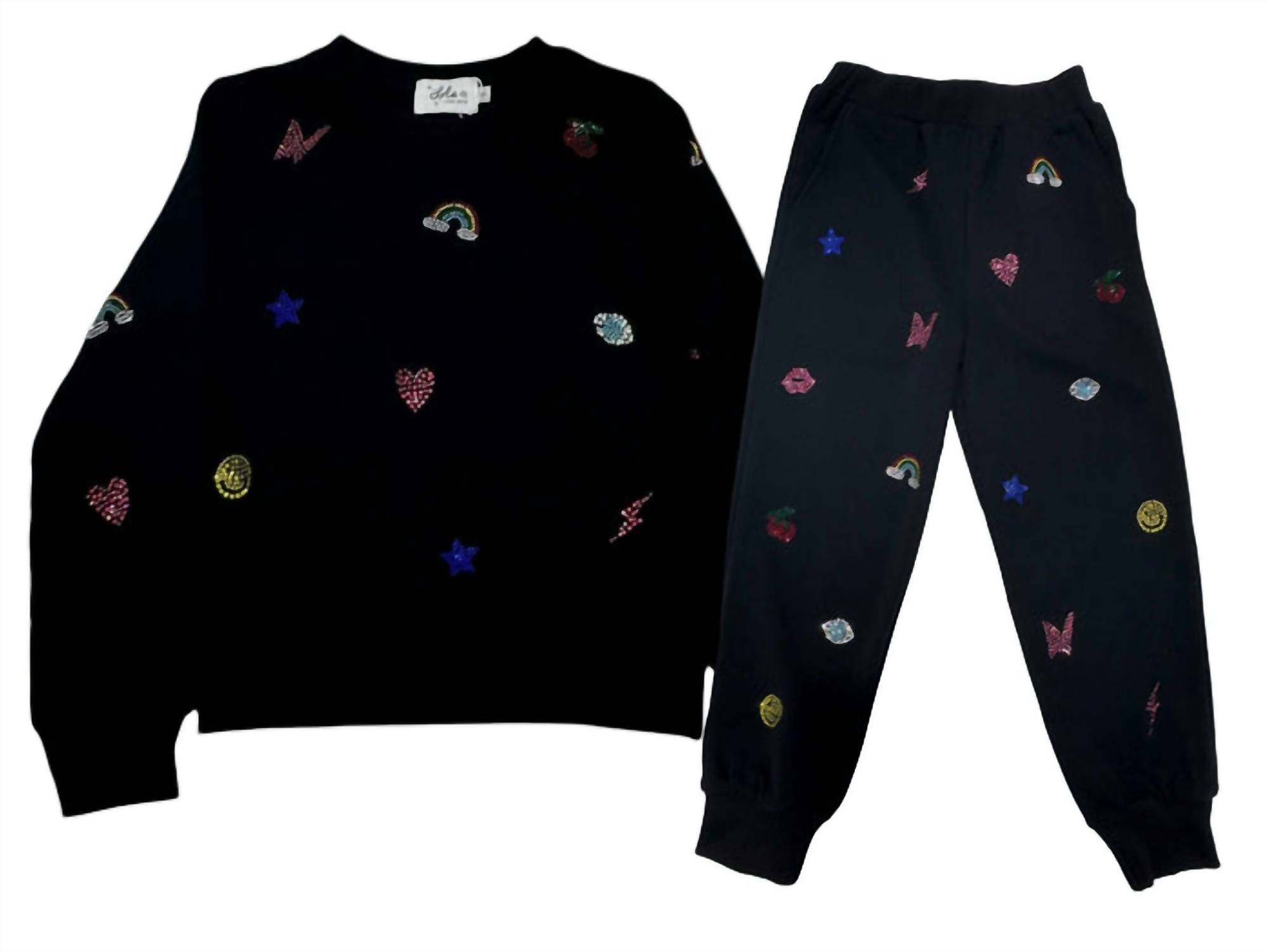Lola + The Boys Kid's Crystal Doodle Set in black - item - alternate view