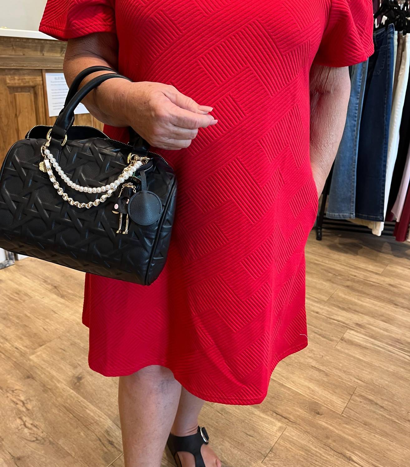 See And Be Seen - Elaina Short Sleeve Textured Dress
