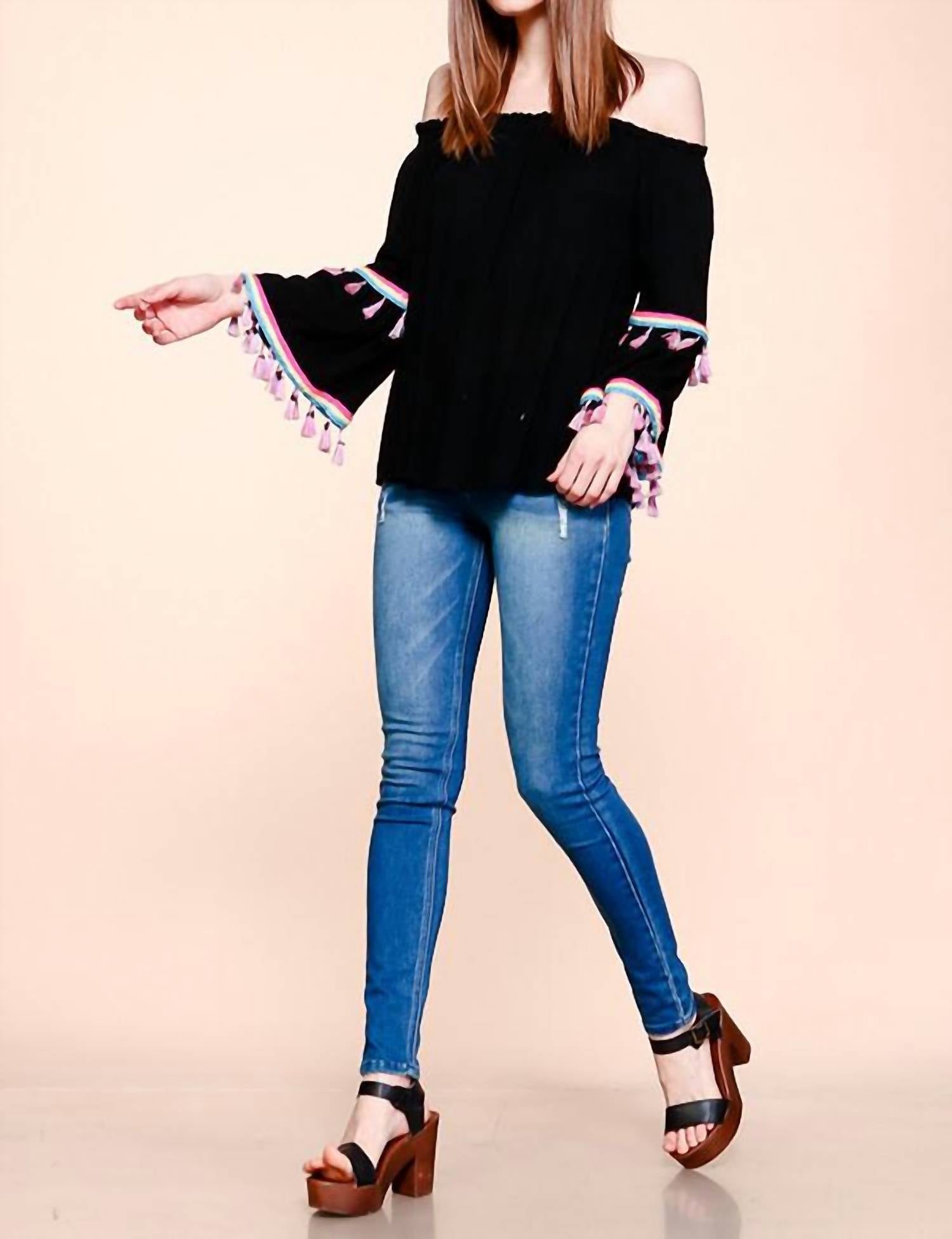 Velzera - Tassel Off The Shoulder Top Plus