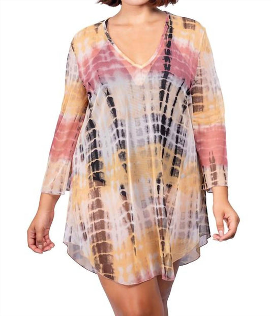 Jordan Taylor - V-neck Bell Sleeve Tie Dye Tunic