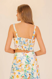 Lumiere - Vacay Santorini Postcard Top & Maxi Skirt Set