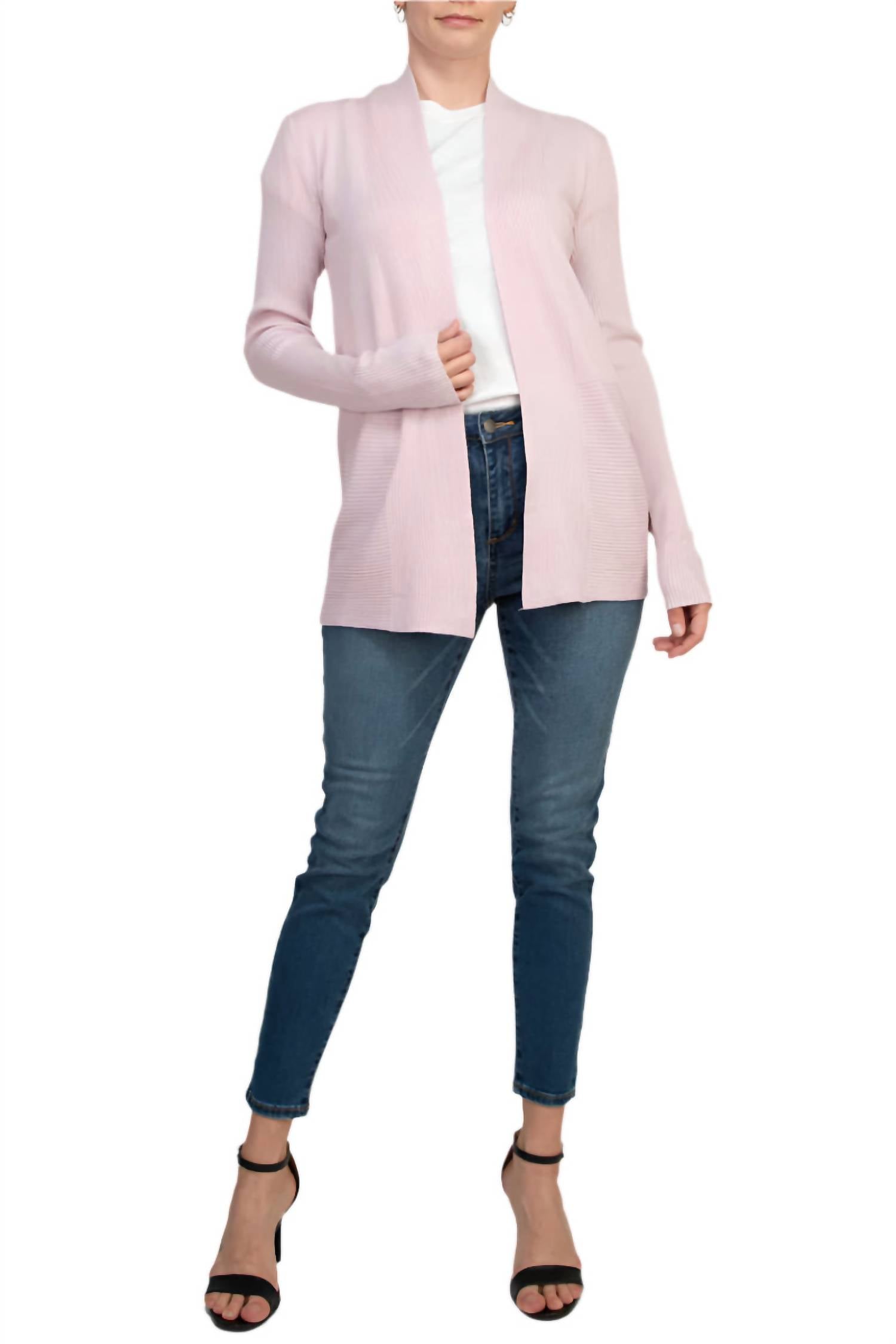 Joan Vass - Open Front Long Sleeve Rib Cardigan