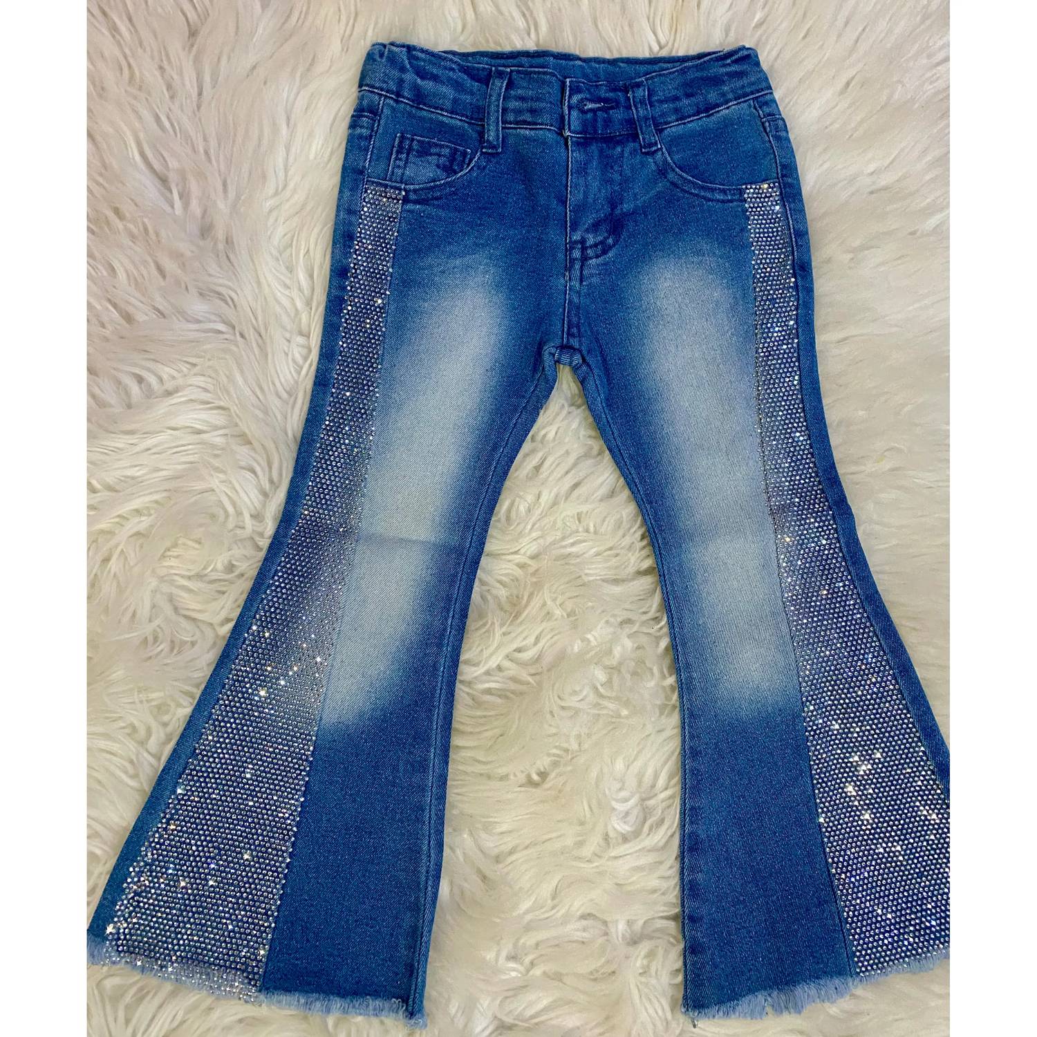 Kidscharm - Girl's Rhinestone Bell Bottom Jeans