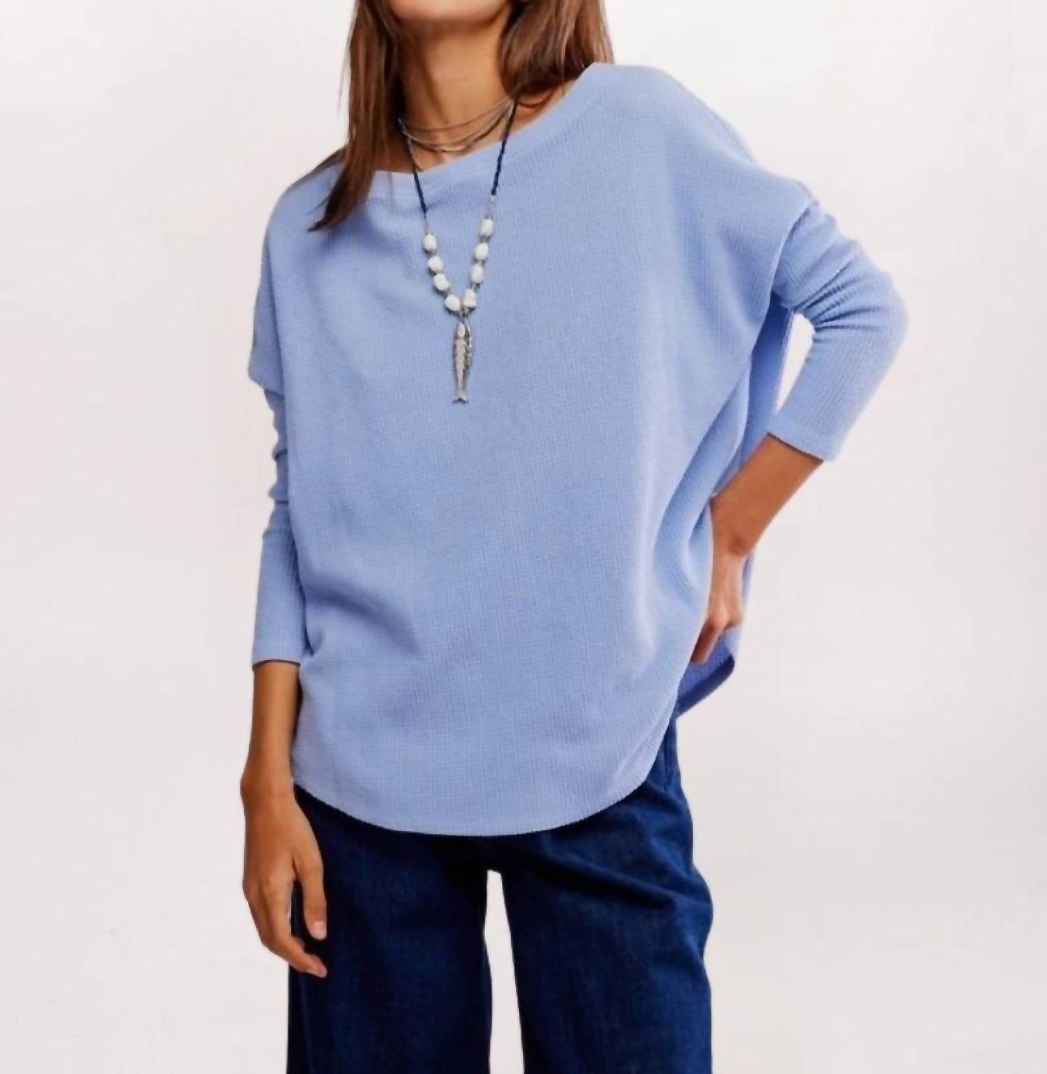 Free People - Women's Latte Blues Thermal Shirt