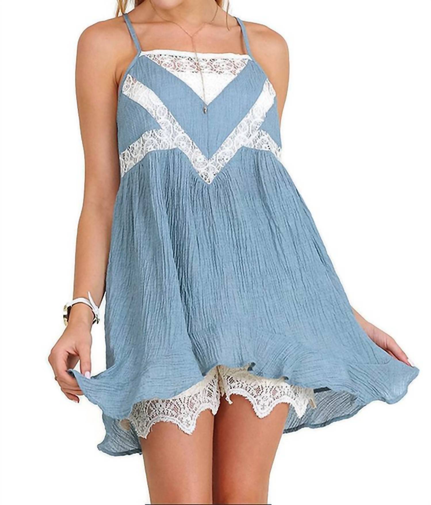 Umgee - Ruffle & Lace Sleeveless Tunic