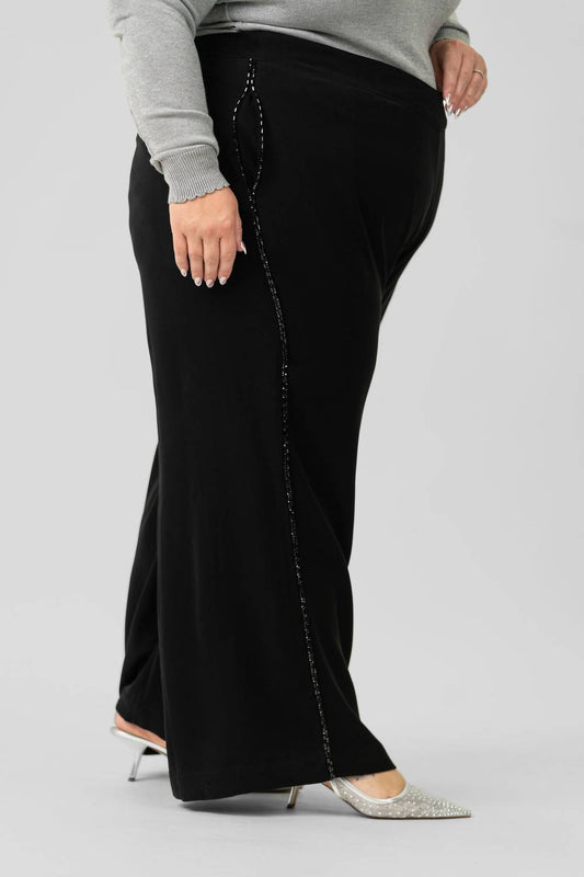 La Fuori - Wide Leg Sequin Stripe Pants - Plus