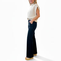 Hoity Toity - Patch Pocket Wide Leg Flare Jeans