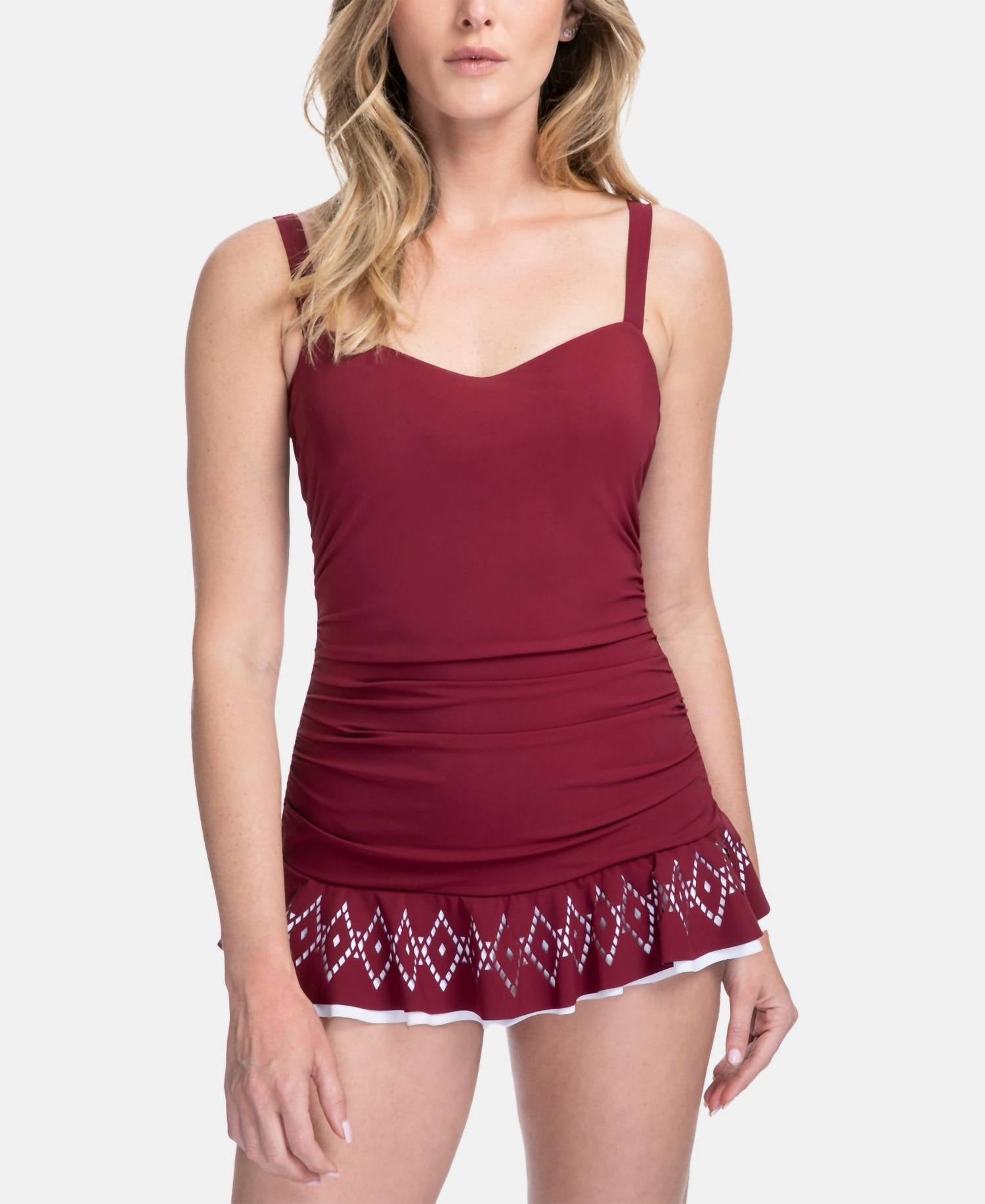 Profile By Gottex - Women's Tutti Frutti Laser Cut Ruched Swim Dress