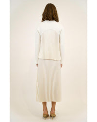SIMKHAI Valor Midi Chevron Pleated Skirt in ivory - women's skirt - detail view