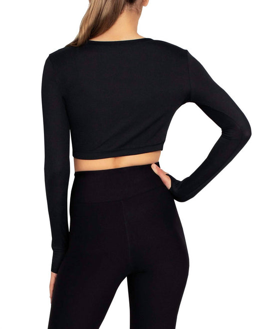 Nicole Miller - Cropped Active Long Sleeve Top