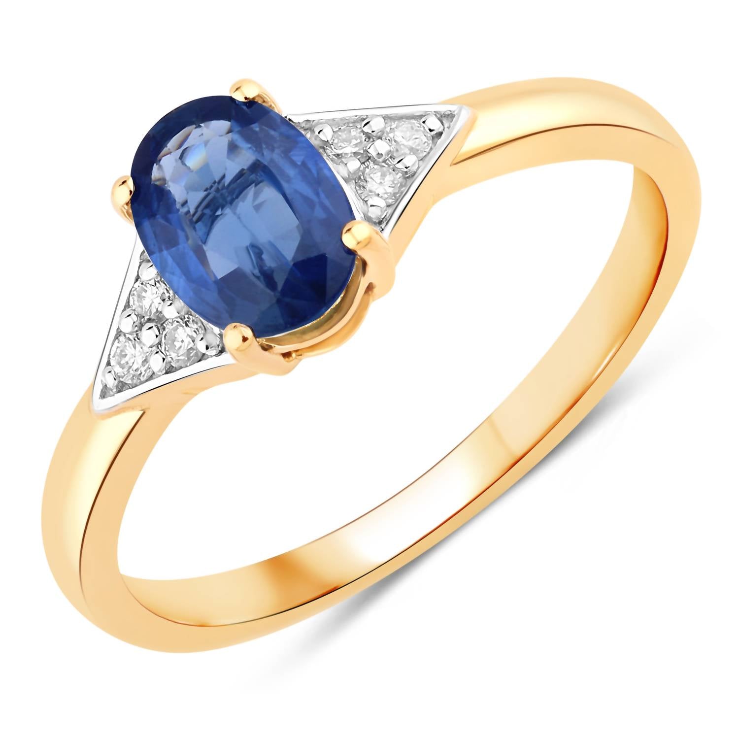Diana M Jewels Women's Oval Natural Sapphire Fashion Ring (1.01 Ct) - Petite in 14k yellow gold - women's jewelry