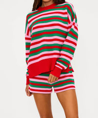 Beach Riot Callie Sweater in ruby stripe 1 - women's sweater