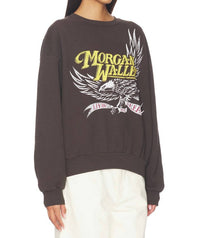DAYDREAMER Women's Morgan Wallen Classic Eagle Oversized Crew Sweatshirt in washed black - women's top - view 4