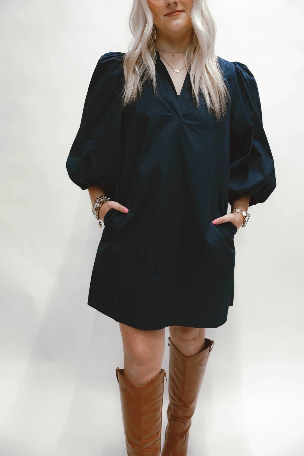 Sugarlips - Victoria Shift Split Neck Mini Dress