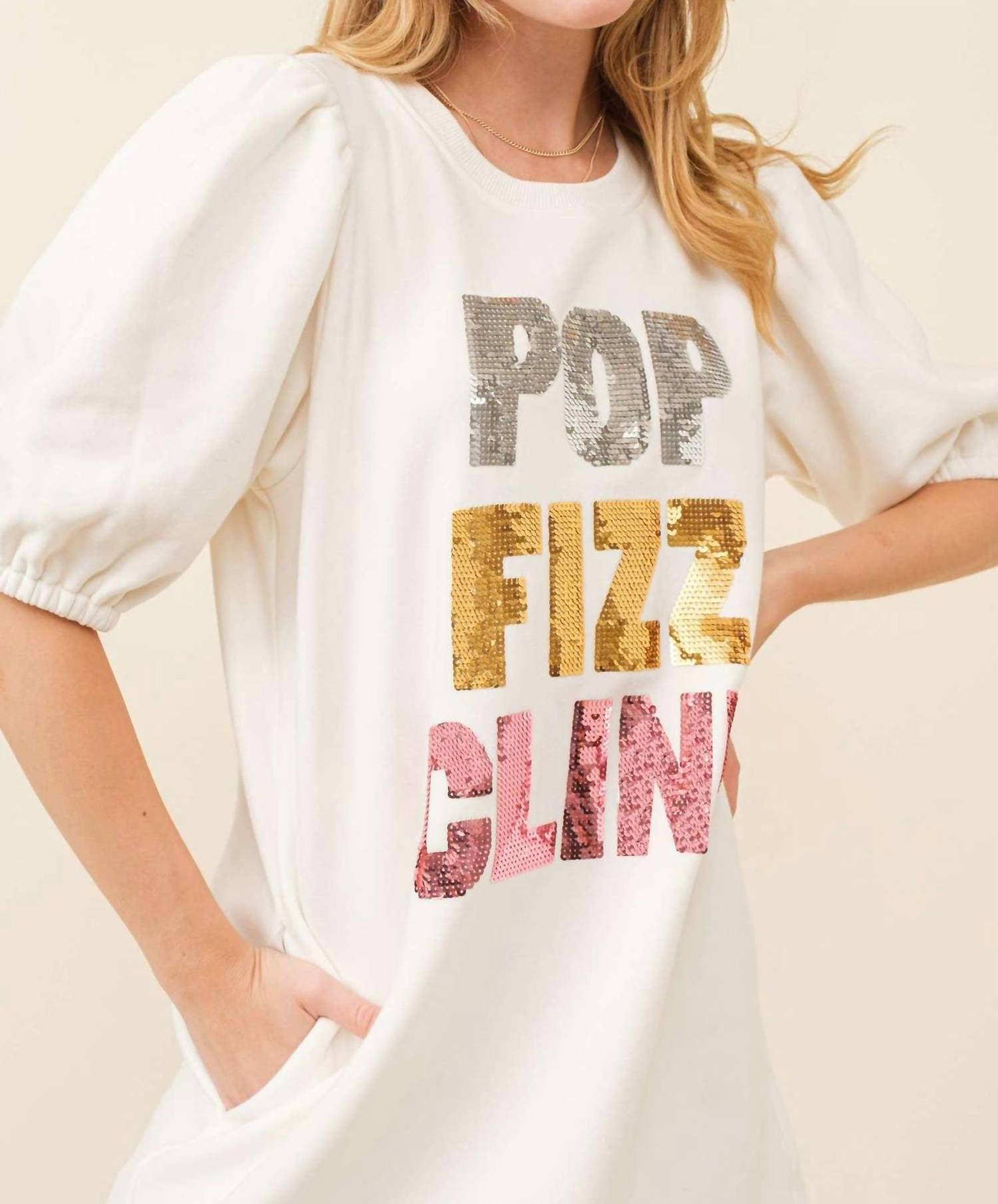 Main Strip - Pop Fizz Clink Sequin Fleece Dress
