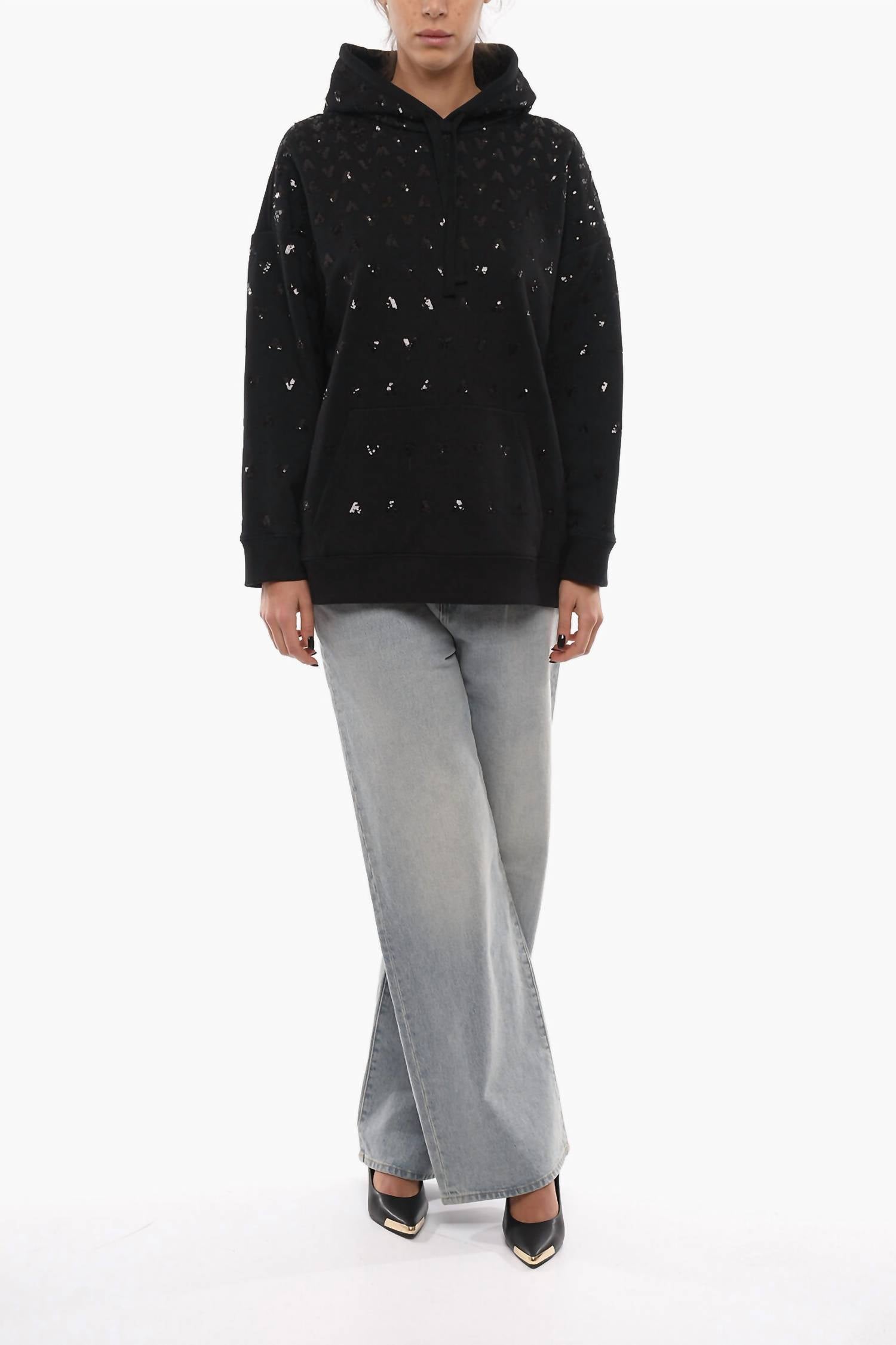 Valentino - All Over Sequined Monogram Hoodie