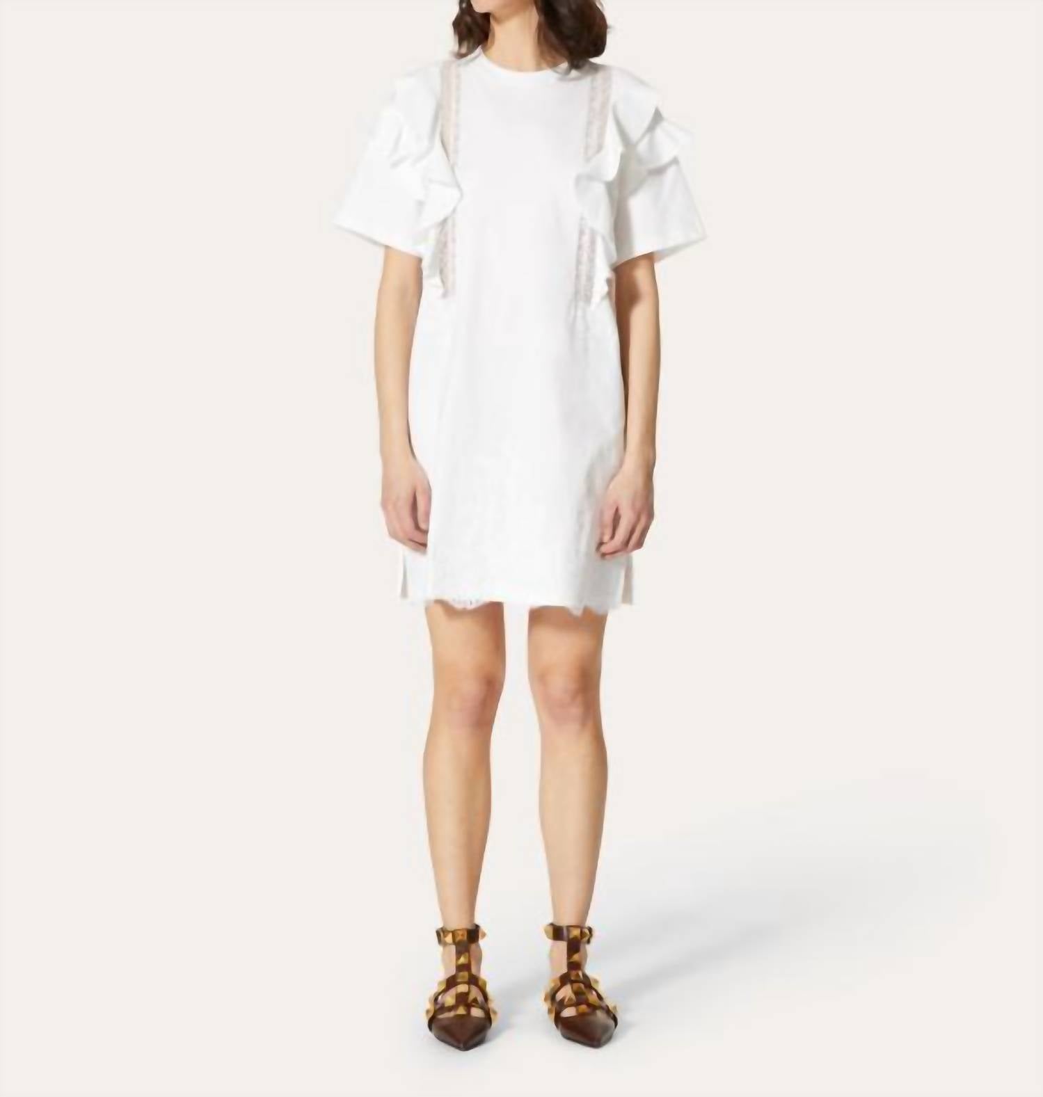 chinese dress ladies Valentino White Lace Sleeveless Mini Dress