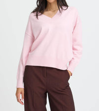 b.young Manina V-neck Sweater in hot pink - women's sweater