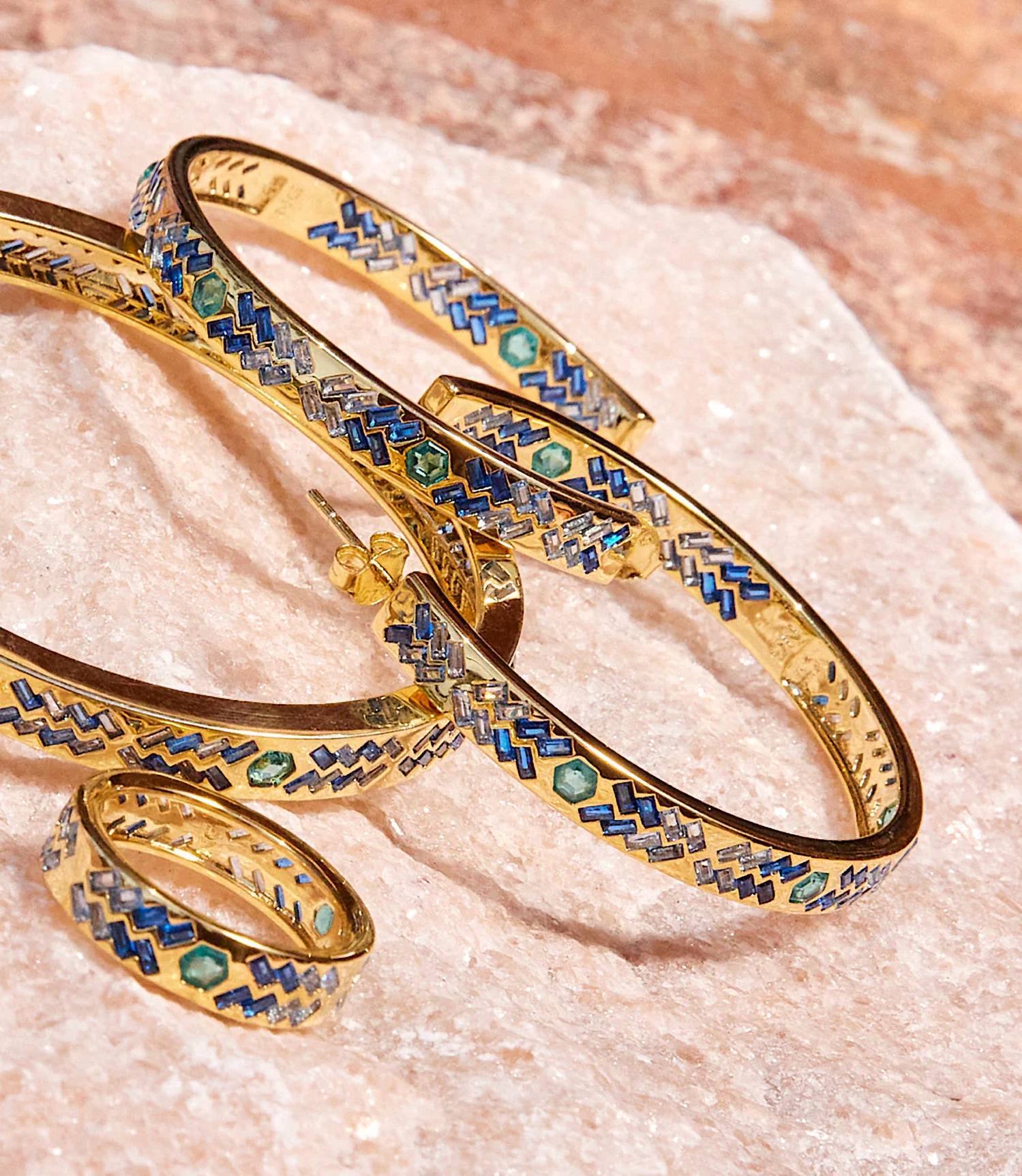 Native Gem - Women's Crystal Inlay Hoop Earrings