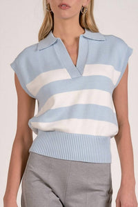 ELAN Porter Stripe Sweater Vest in blue - women's sweater