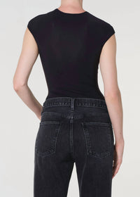 AGOLDE Nadia Fitted Bodysuit in black - women's shirt - alternate view