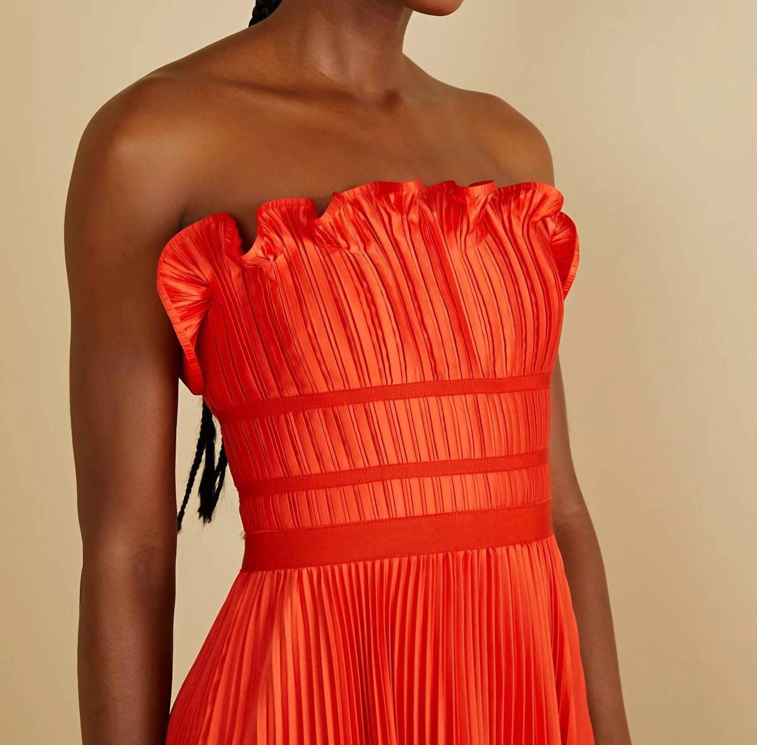 AMUR Losey Ruffle Neck Gown in sun coral - women's dress - view 4