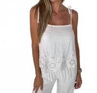 bobi Square Neck Tie Cami Top in white - women's shirt