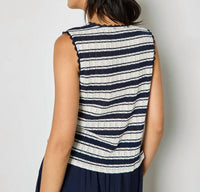 Apricot - Women's Striped Tie Sleeveless Top