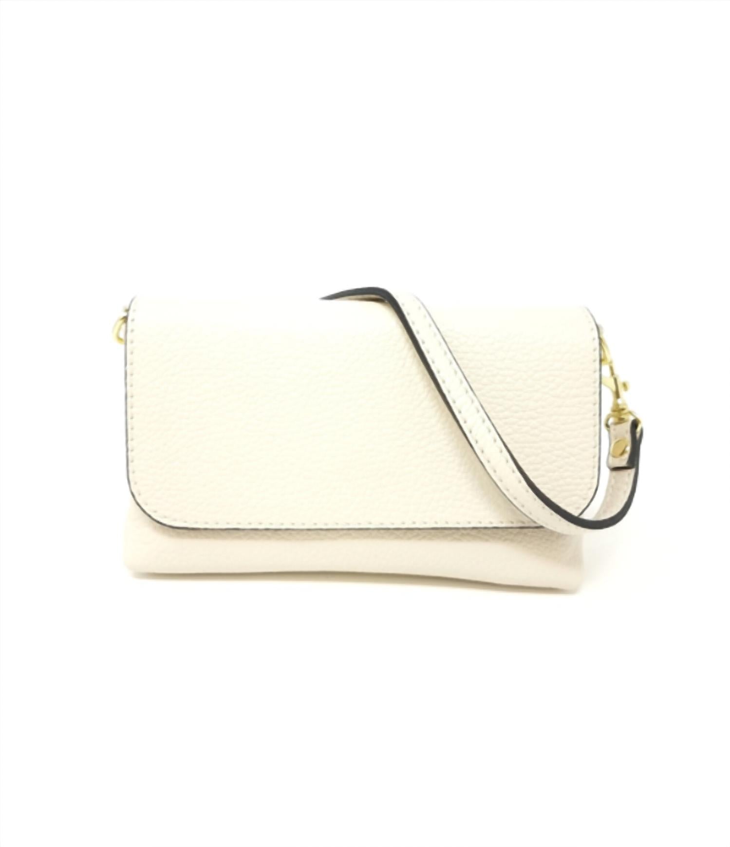 German Fuentes Women's Leather Crossbody Clutch in beige - women's bag