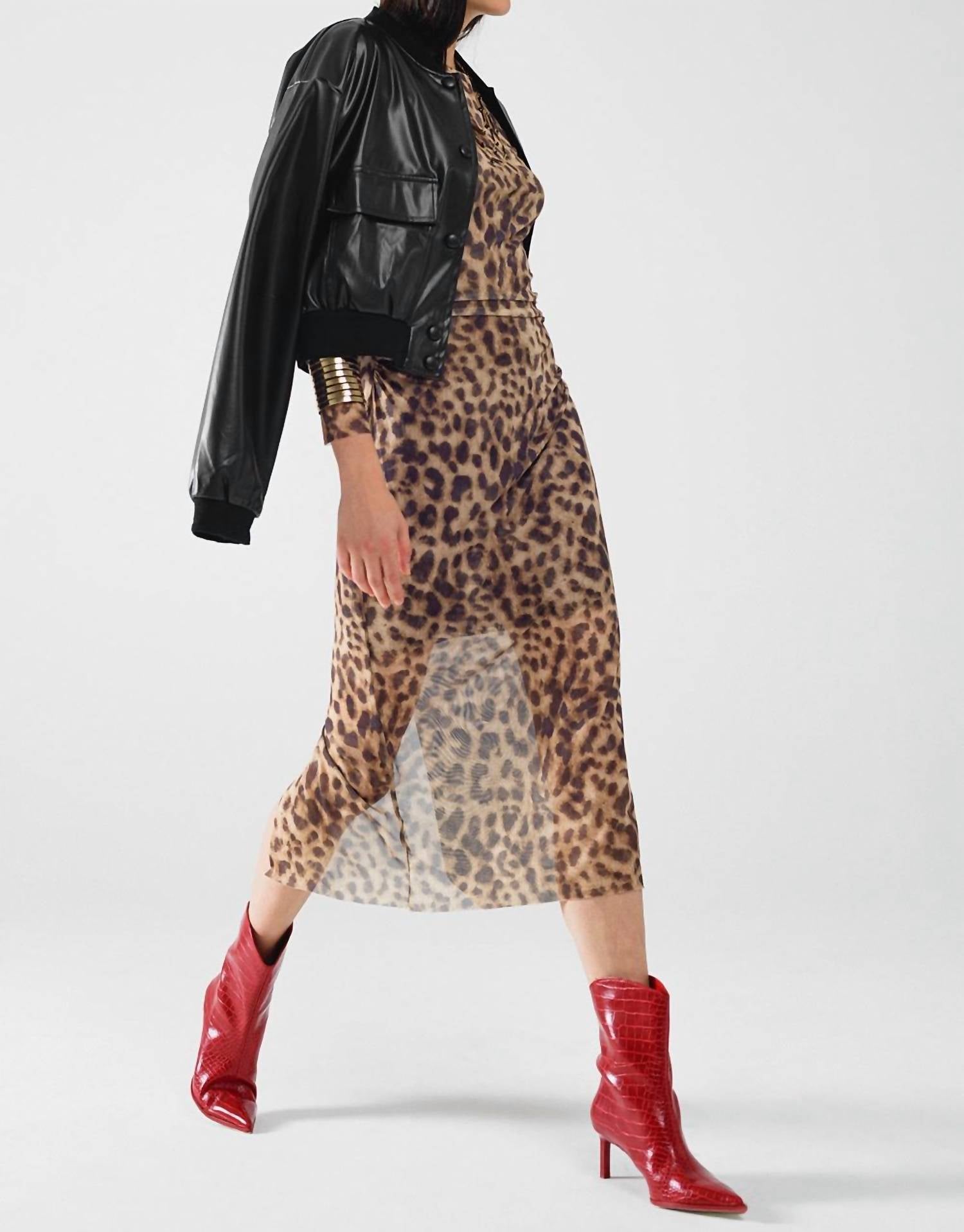 61 Jane Bodycon Midi Dress in leopard print - women's dress - alternate view