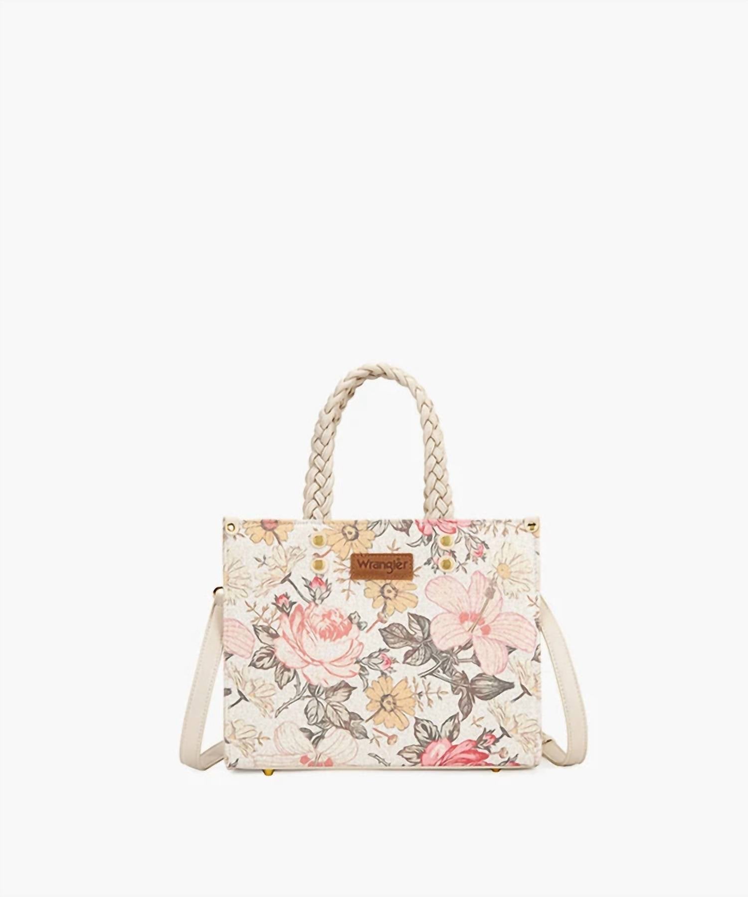 Wrangler - FLORAL PRINT BRAIDED HANDLE TOTE BAG