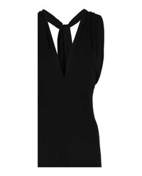 Salvatore Ferragamo - Women's Plunging Sleeveless Fringe-hem Midi Dress