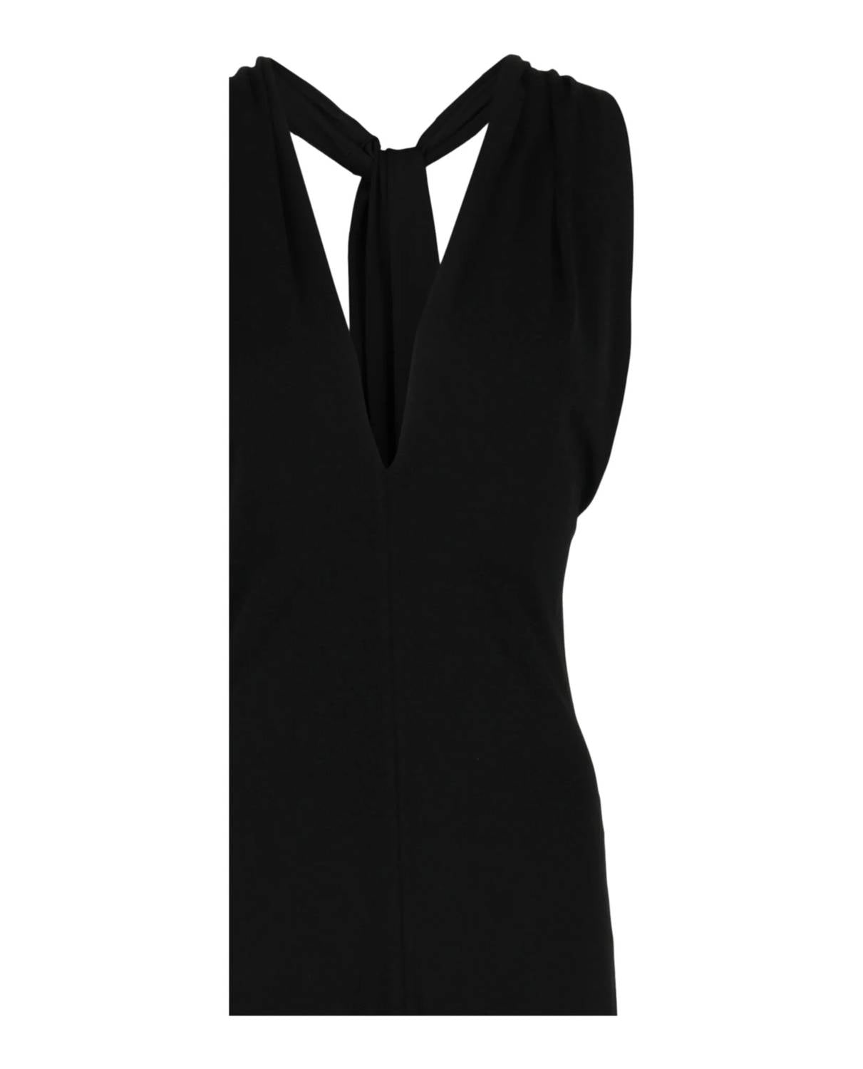 Salvatore Ferragamo - Women's Plunging Sleeveless Fringe-hem Midi Dress