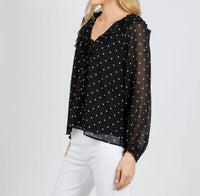 Rails Honora Ruffled Blouse in polka dots - women's blouse - alternate view