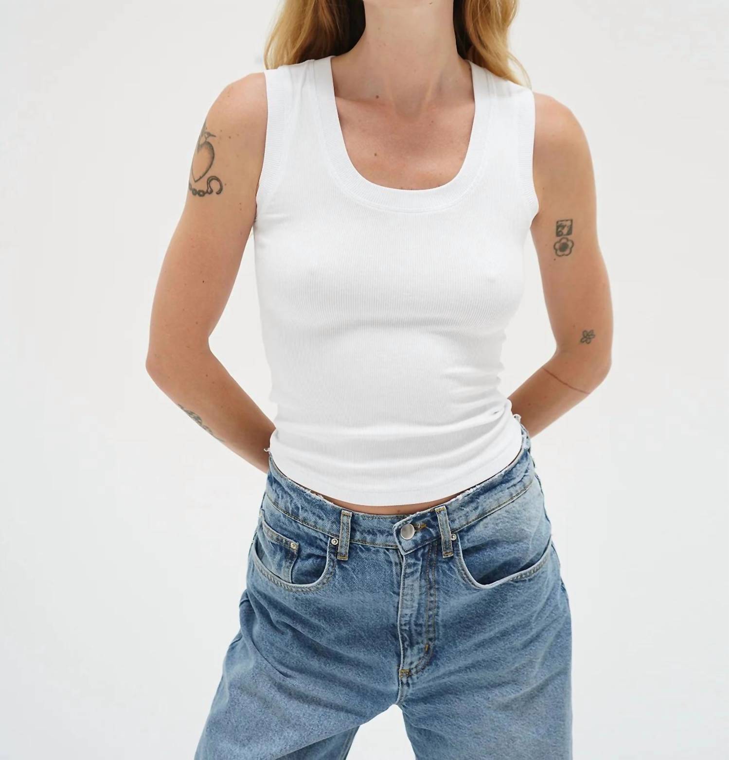 Lna - Deep U Ribbed Tank Top