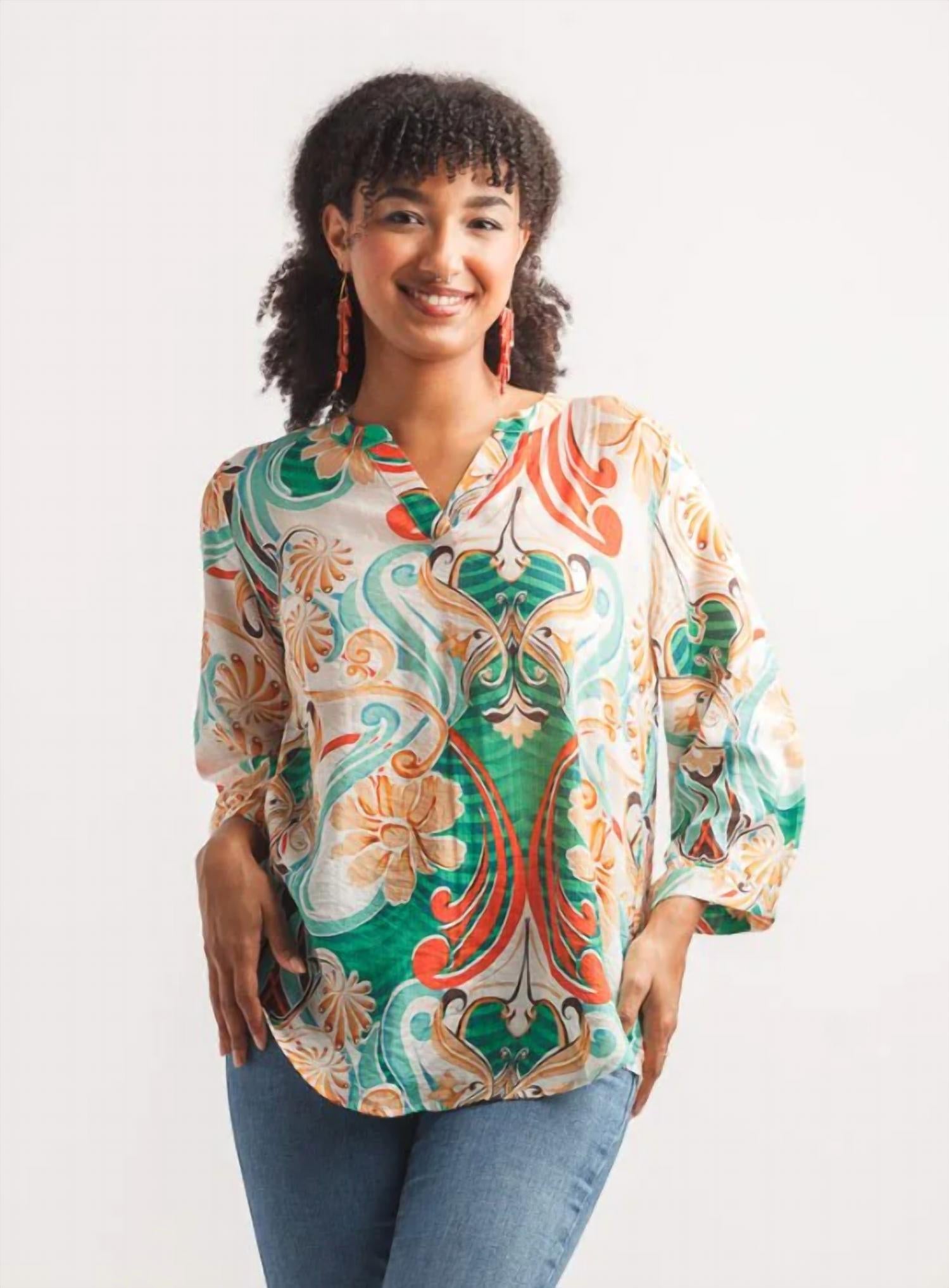 Papillon - Abstract Top With Rounded Hem