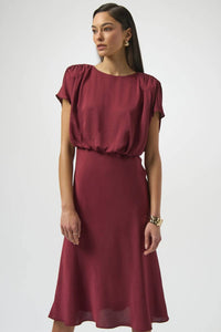 Joseph Ribkoff - Recycled Satin Blouson A-line Midi Dress