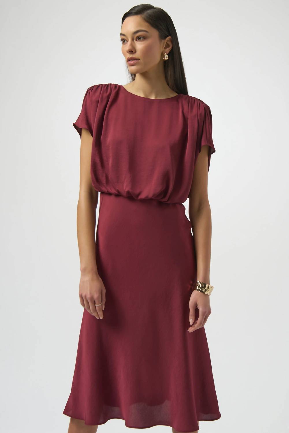 Joseph Ribkoff - Recycled Satin Blouson A-line Midi Dress
