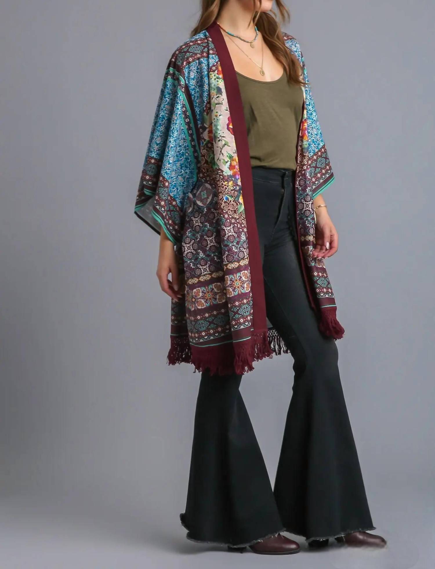Umgee - Mix Kimono With Fringe