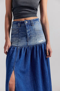 Free People - Good Company Mixed Denim Maxi Skirt